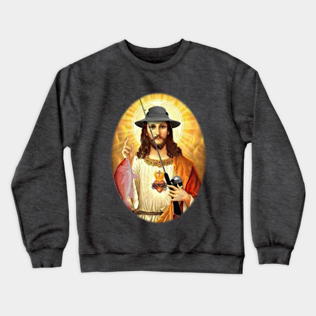 Jesus Gone Fishing Crewneck Sweatshirt by Manatee Max